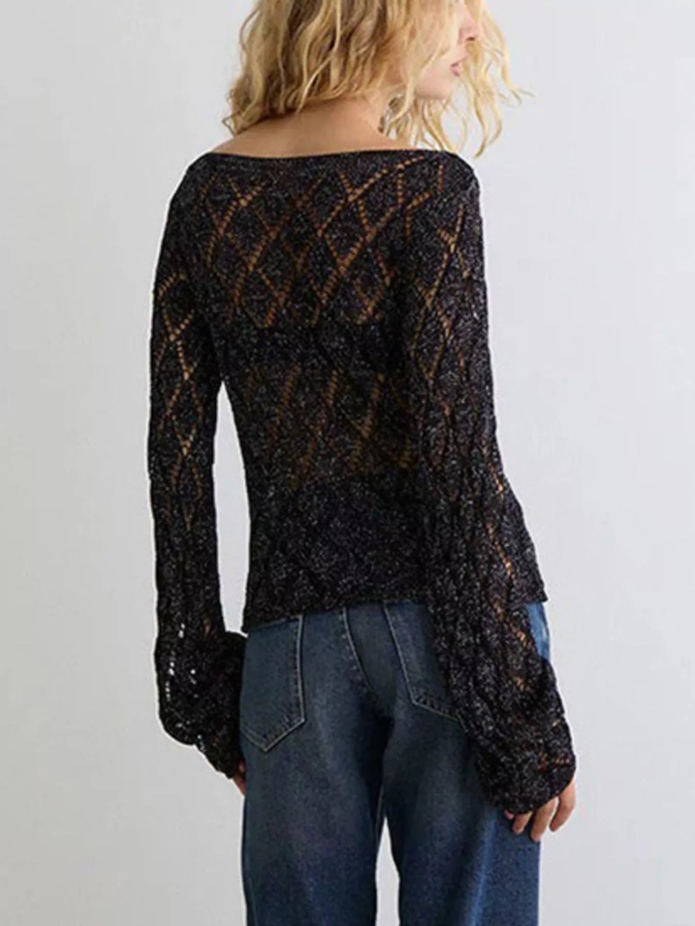 Openwork Long Sleeve Sweater