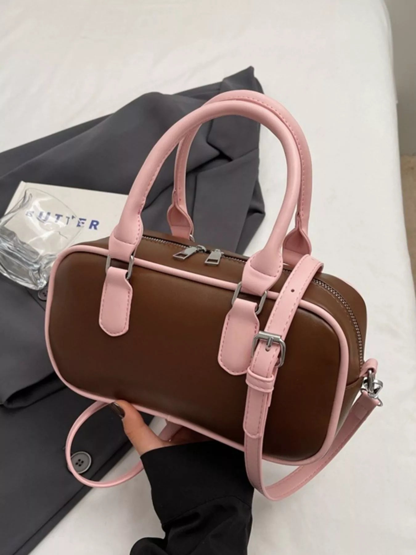 Barrel Crossbody Bag with Key Charm