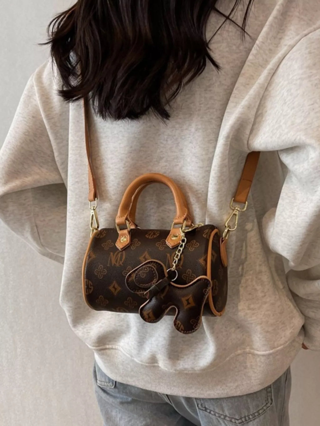 Barrel Crossbody Bag with Charm