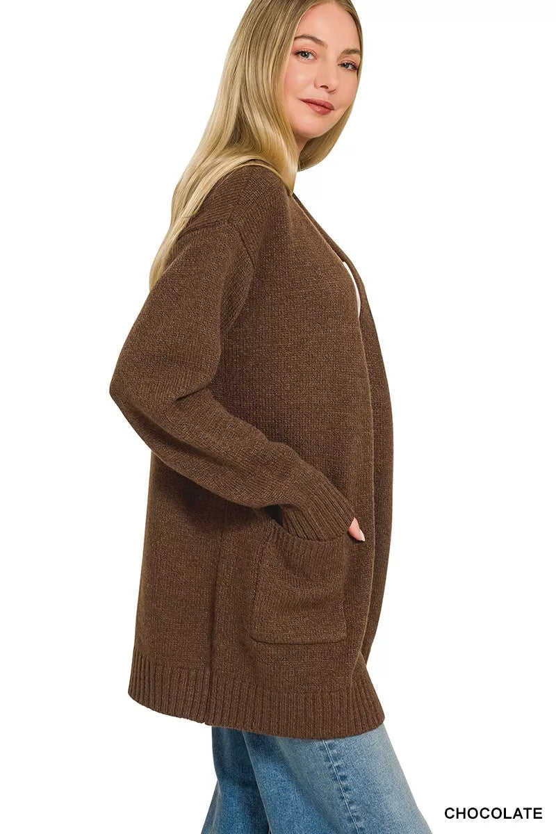 Zenana Open Front Sweater Cardigan