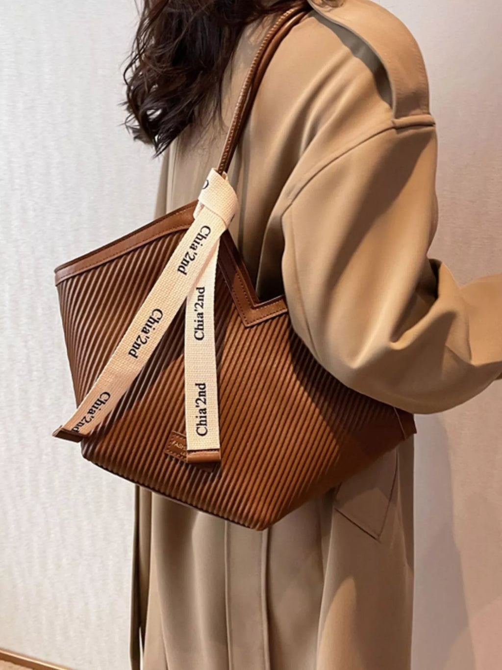 Textured Leather Shoulder Bag