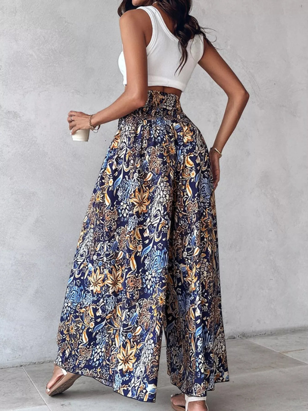 Printed Wide-Leg Pants