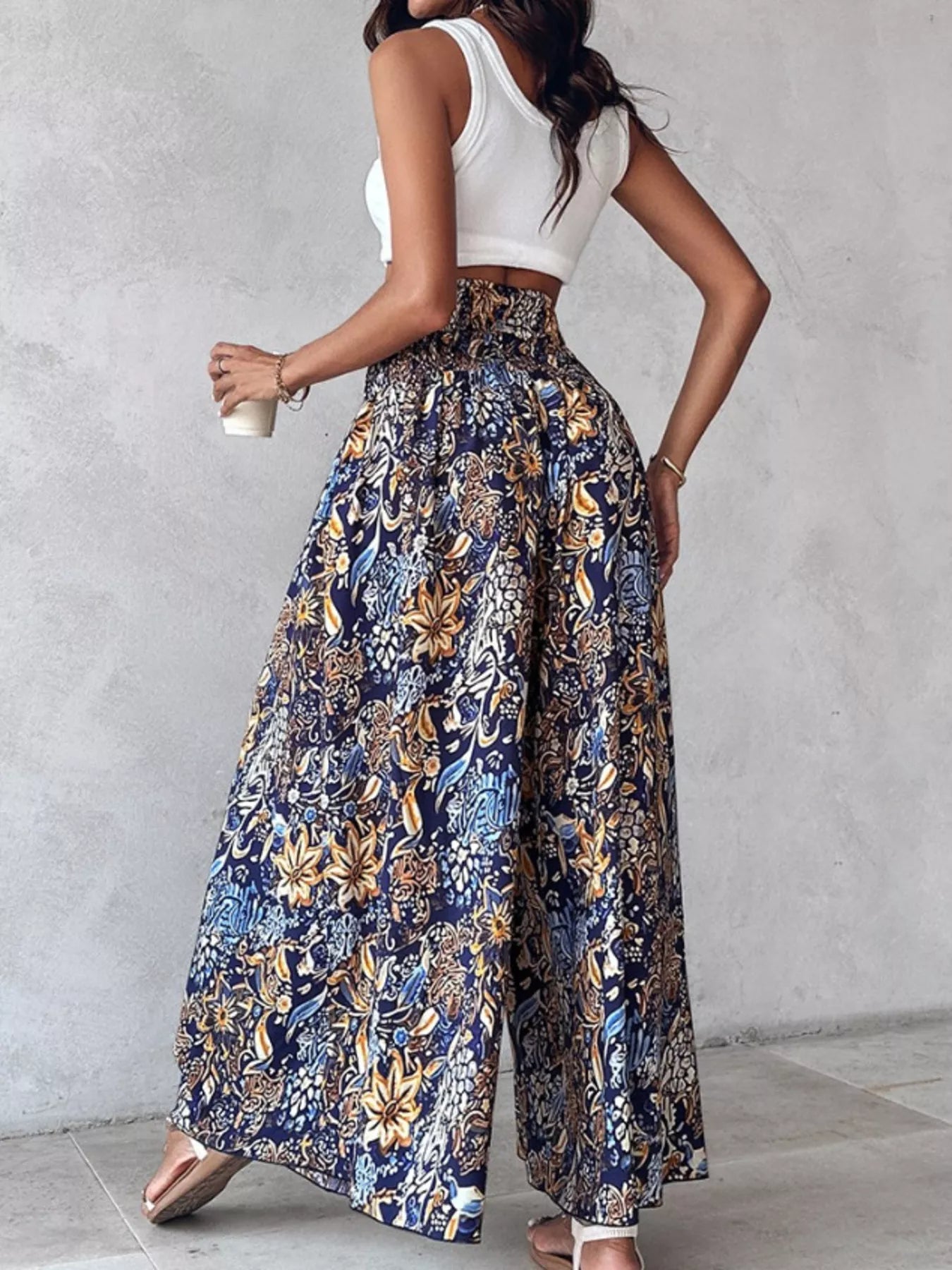 Printed Wide-Leg Pants