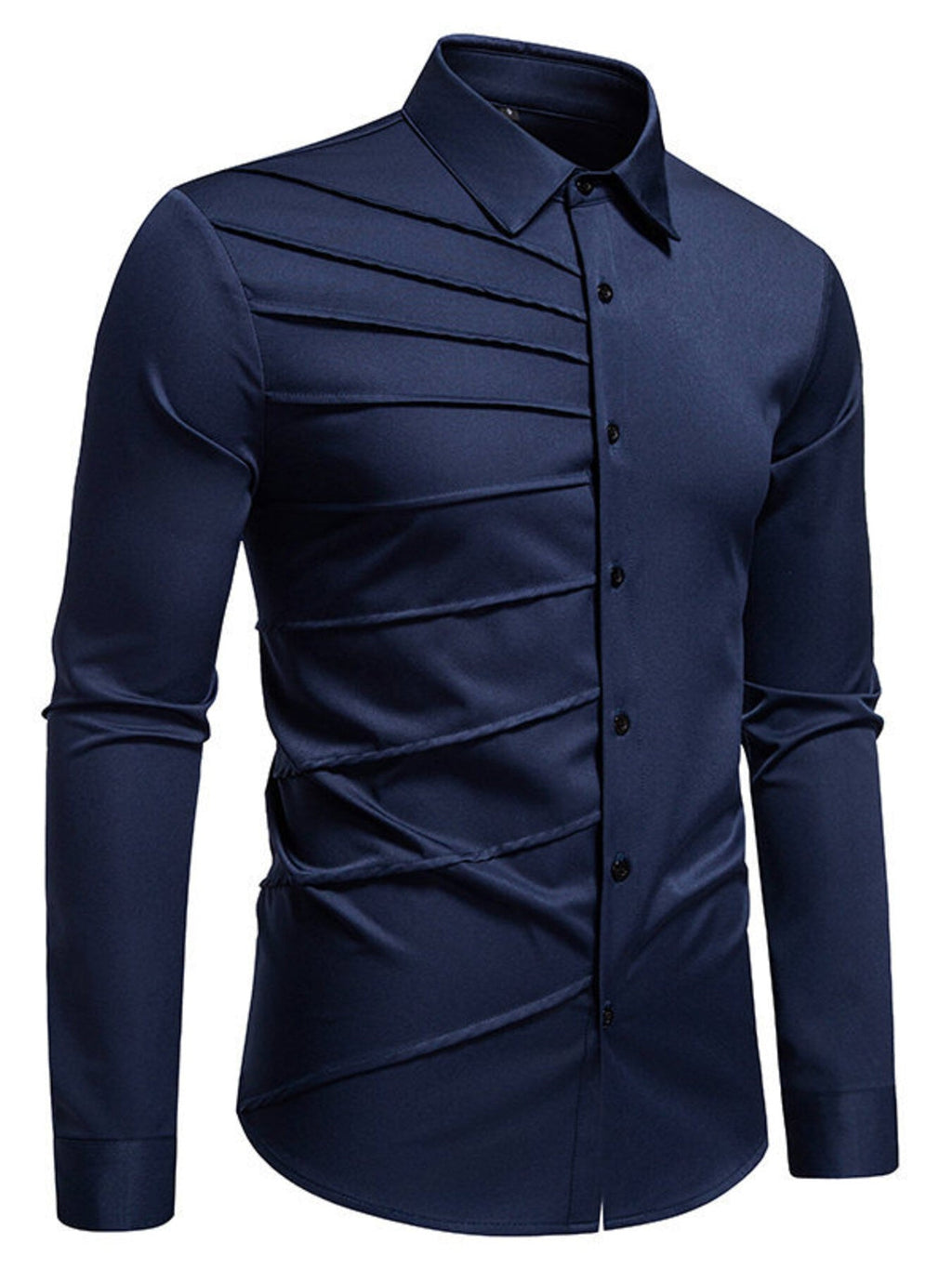 Men's Slim Fit Ruched Long Sleeve Shirt