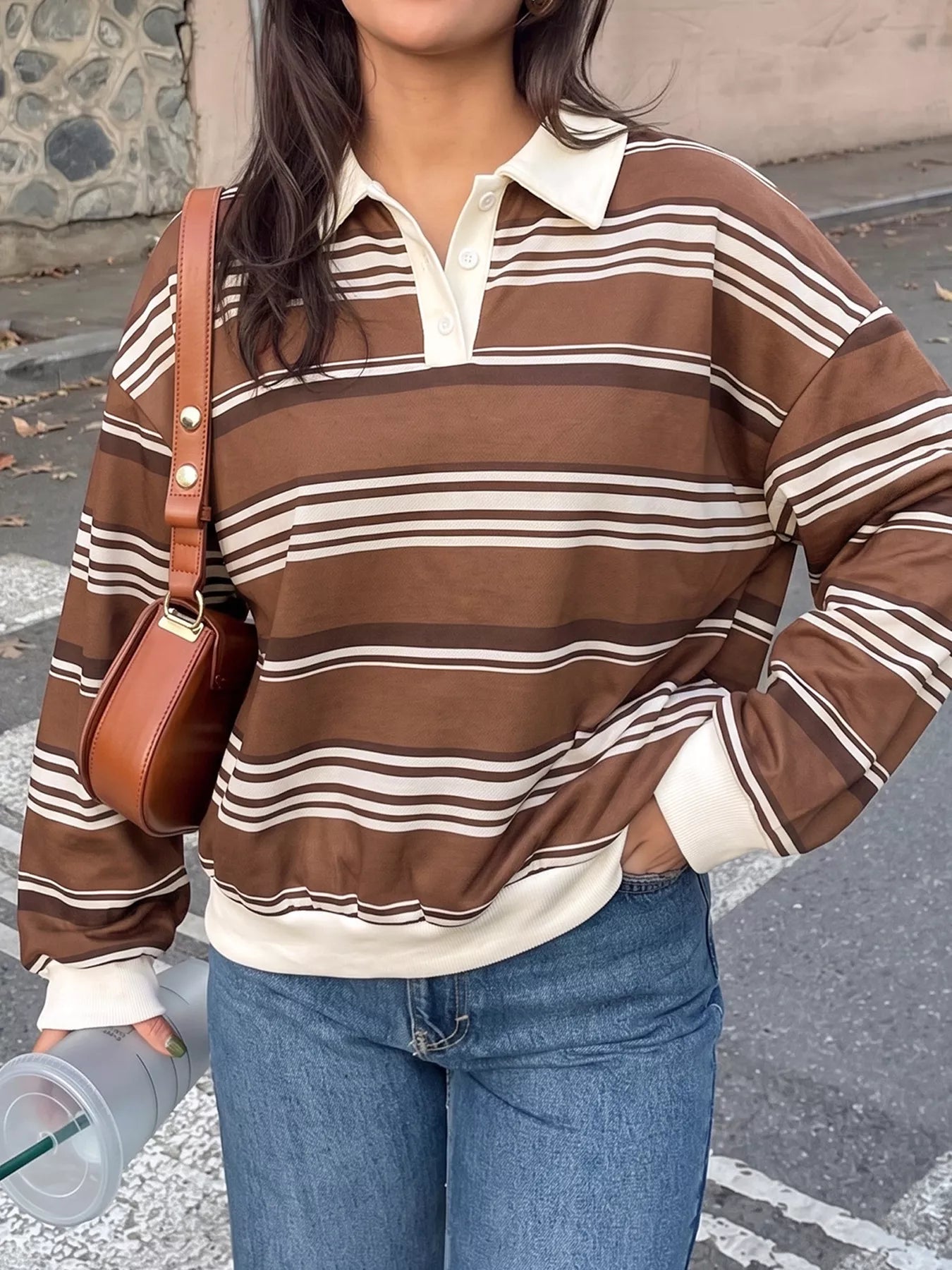 Striped Dropped Shoulder Sweatshirt