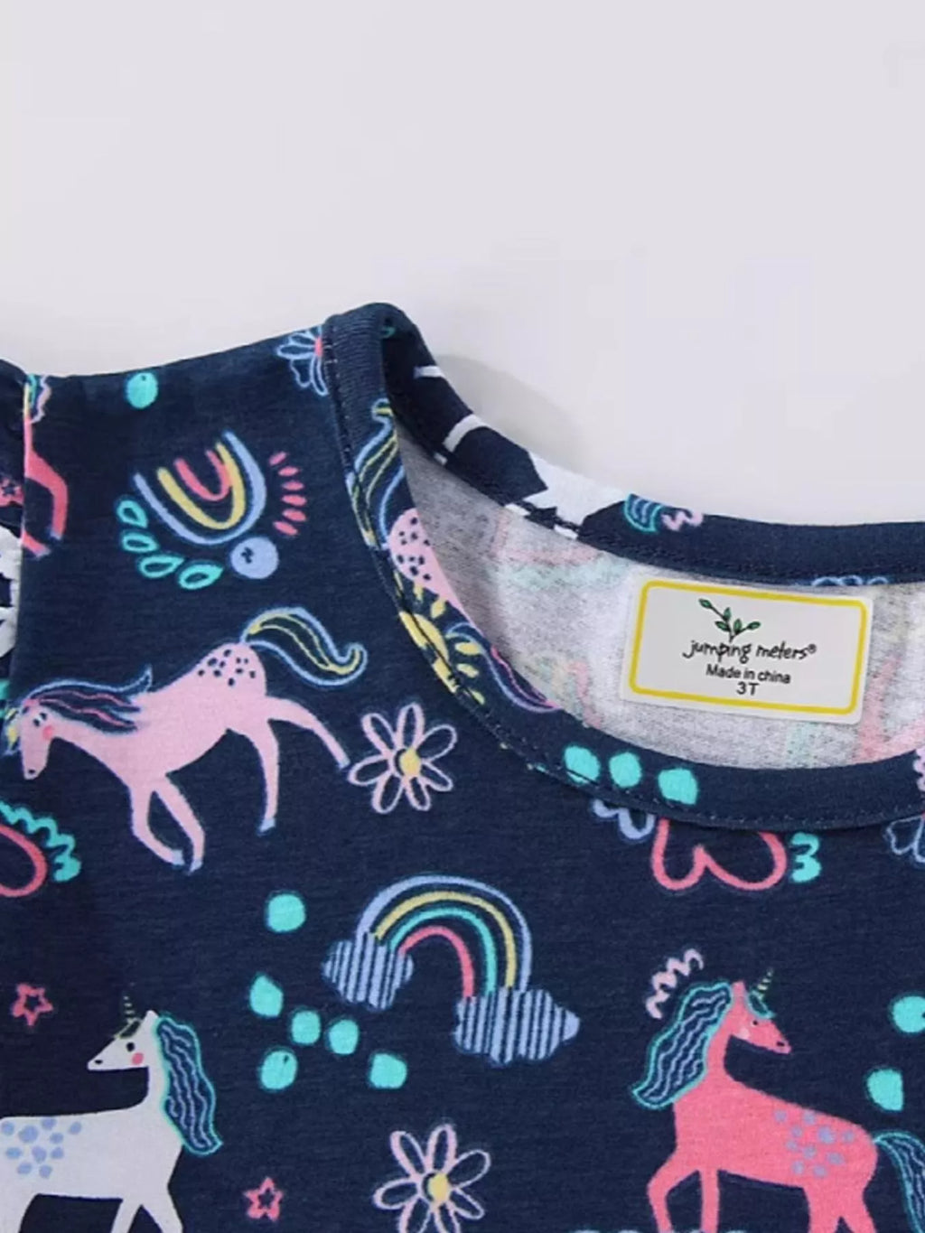 Children's Unicorn Print Ruffle Sleeve Dress