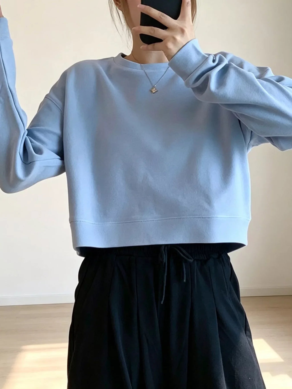 Crew Neck  Drop Shoulder Sweatshirt
