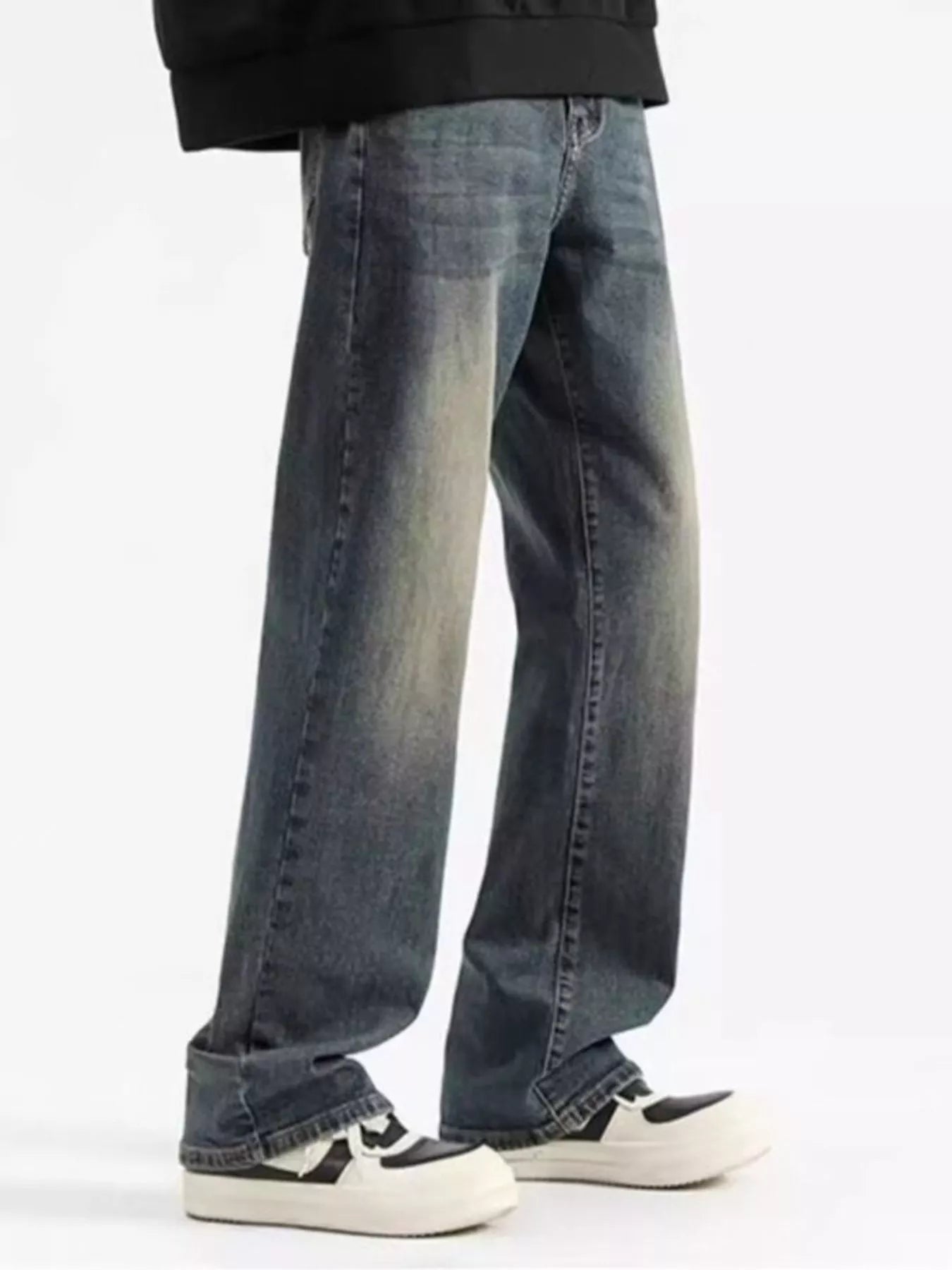 Men's Plus Size Vintage Wash Loose Fit Jeans