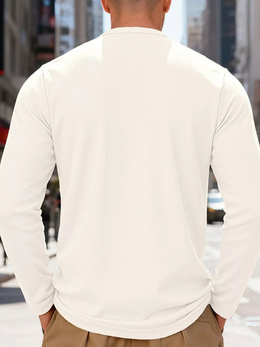 Men's Full Size Casual Henley Long Sleeve T-Shirt Plus Size