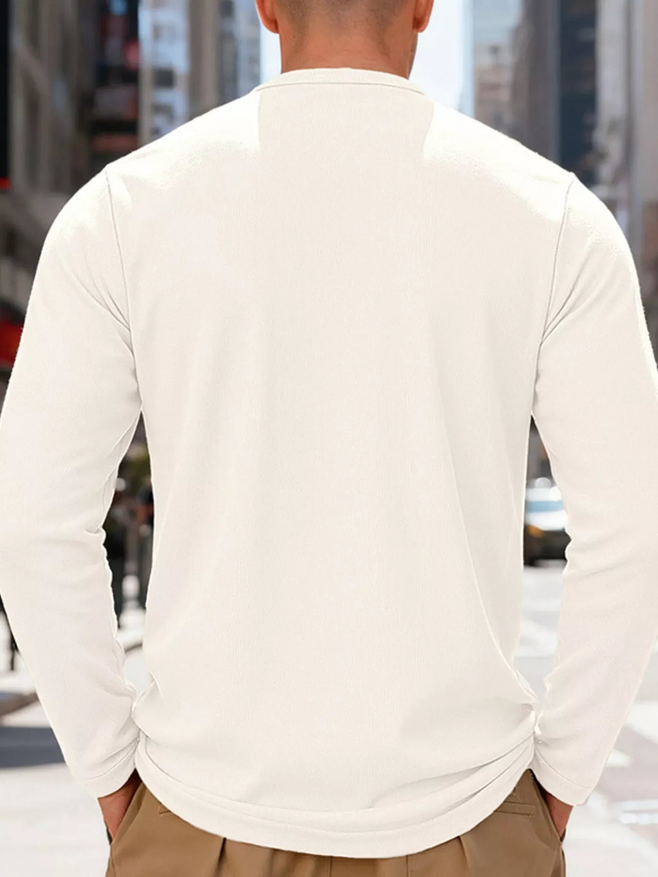 Men's Full Size Casual Henley Long Sleeve T-Shirt Plus Size
