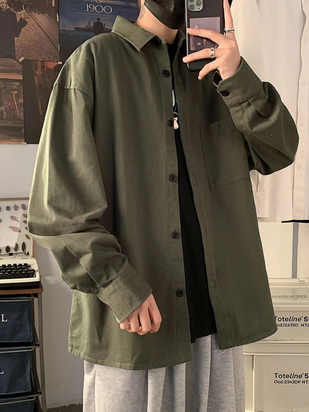 Men's Full Size Button Up Long Sleeve Shirt Plus Size