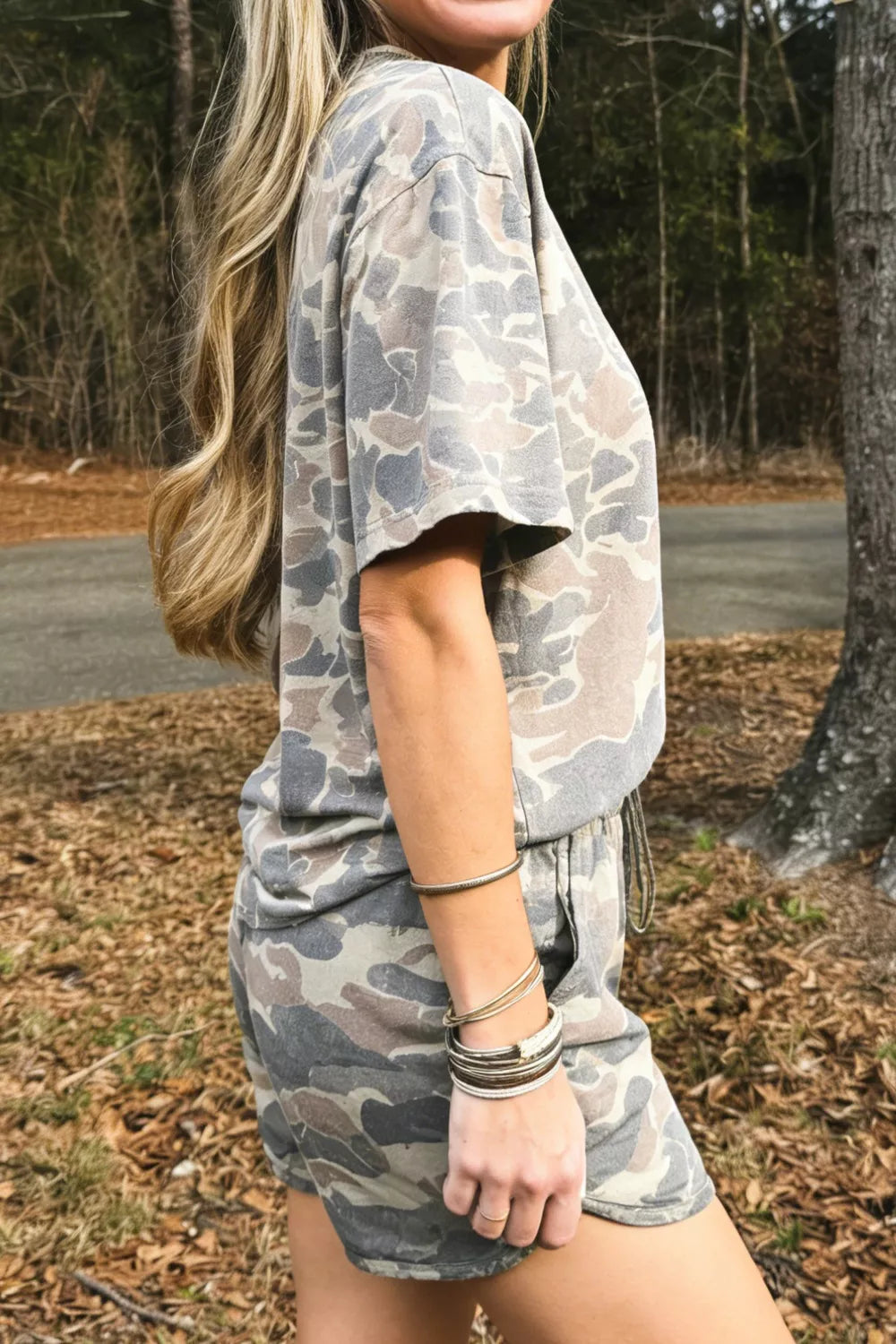 Casual Camo Print T-Shirt & Shorts Set