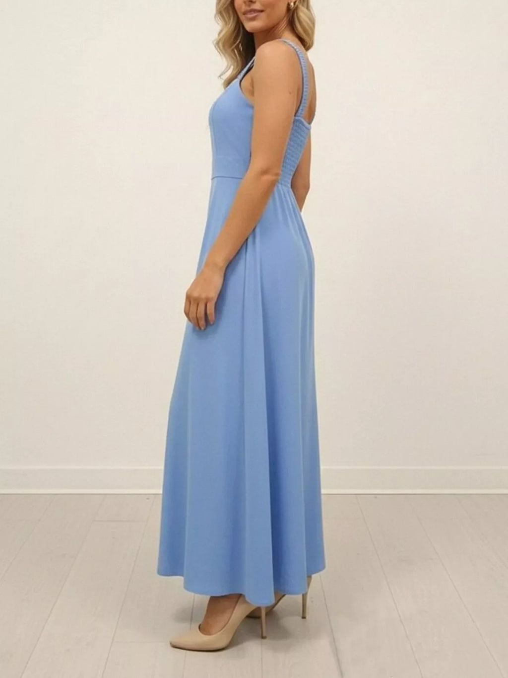 Slit Wide Strap Maxi Dress