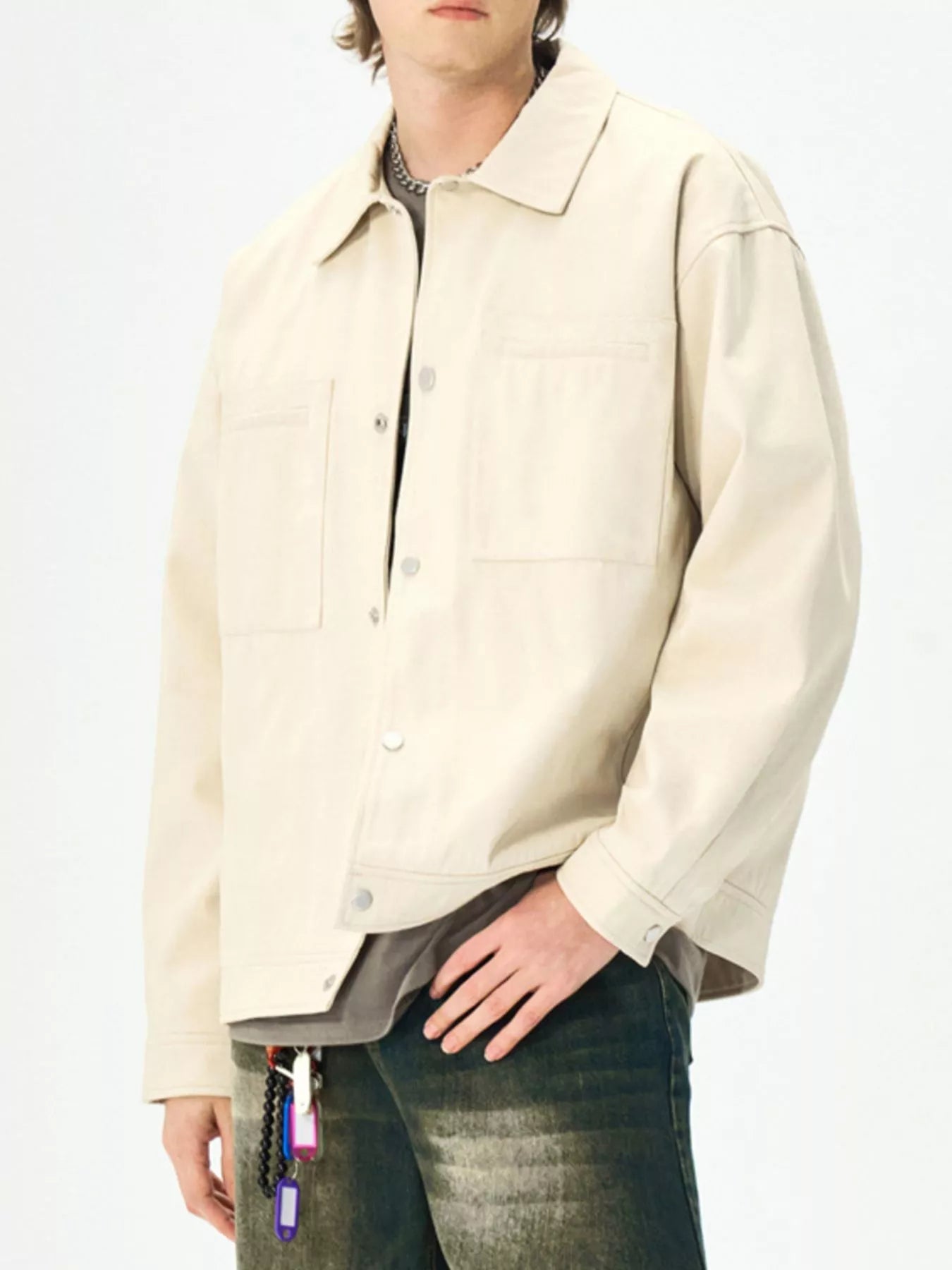 Men's Plus Size Casual Snap Down Jacket