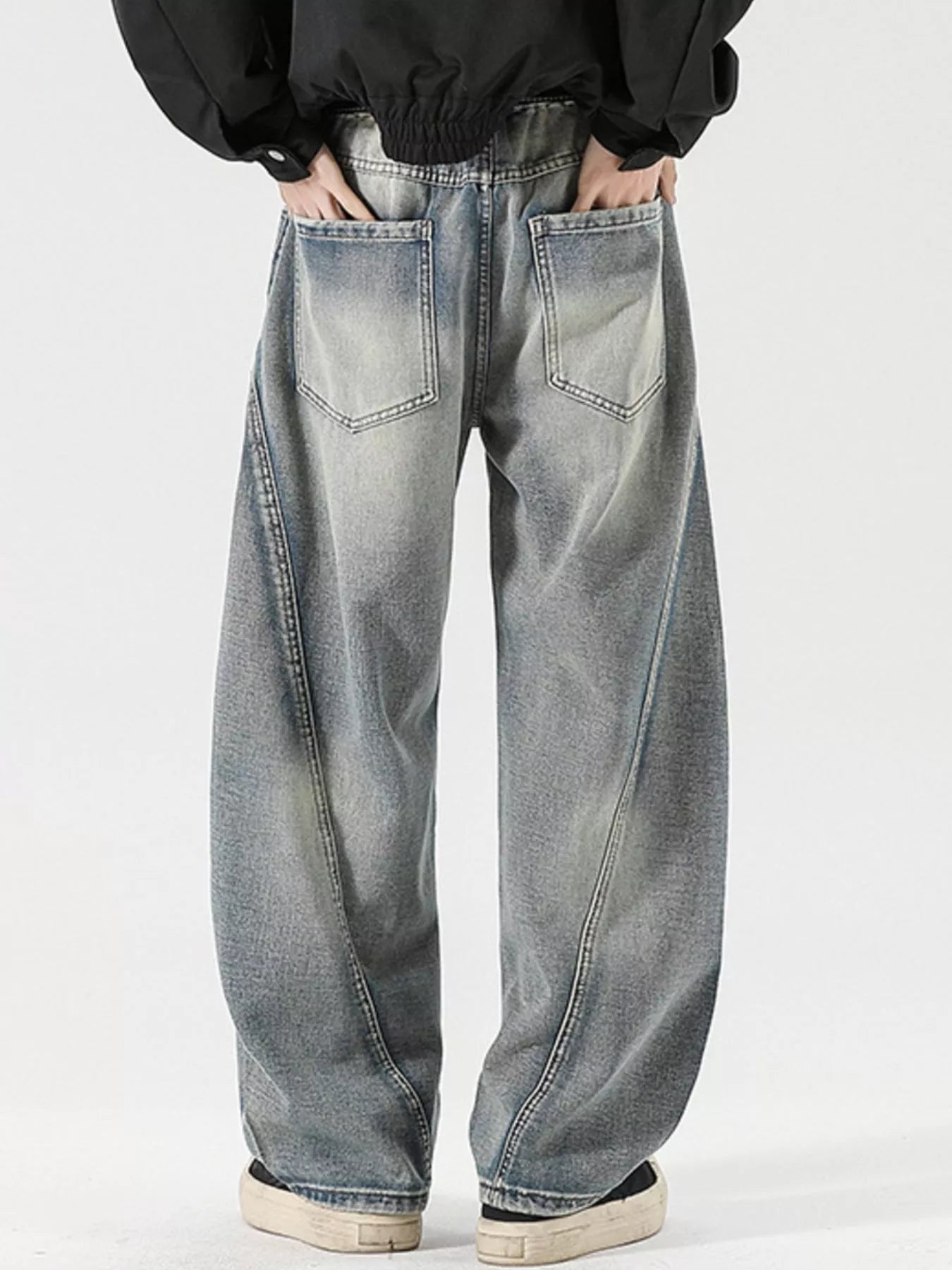 Men's Full Size Vintage Wash Wide Leg Jeans Plus Size