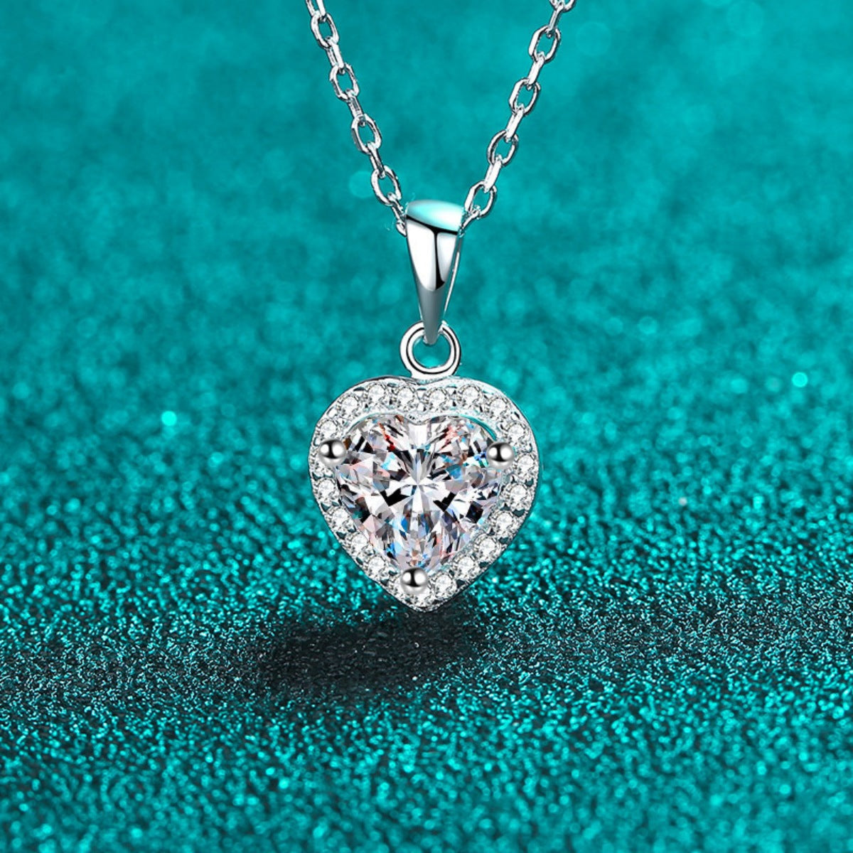 2 Carat Moissanite 925 Sterling Silver Heart Pendant Necklace