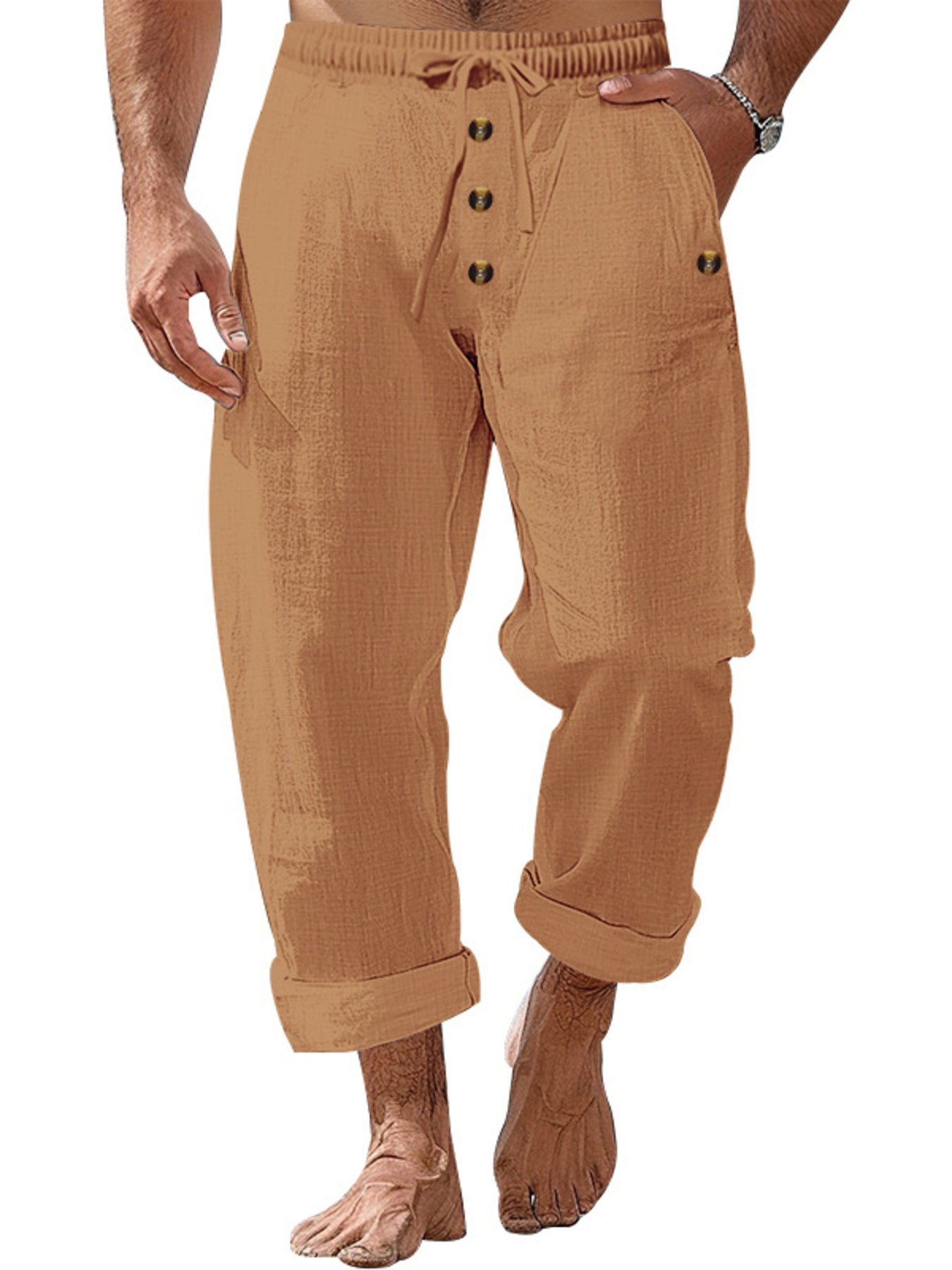 Men's Full Size Button-Fly Drawstring Pants Plus Size