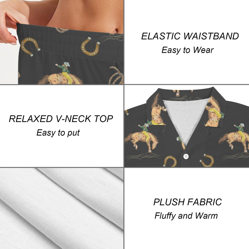 Baha Ranch Rodeo Cowboy Women's Western Short Pajama Set Made in America