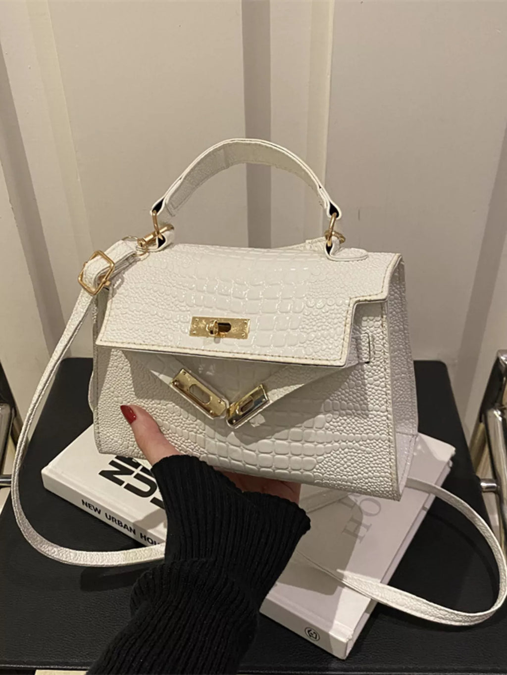 Embossed Flap Crossbody Bag