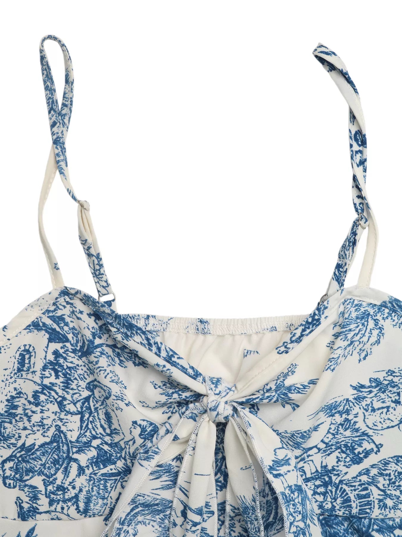 Floral Print Tie Front Ruffle Hem Cami