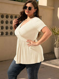 Plus Size Surplice Short Sleeve T-Shirt