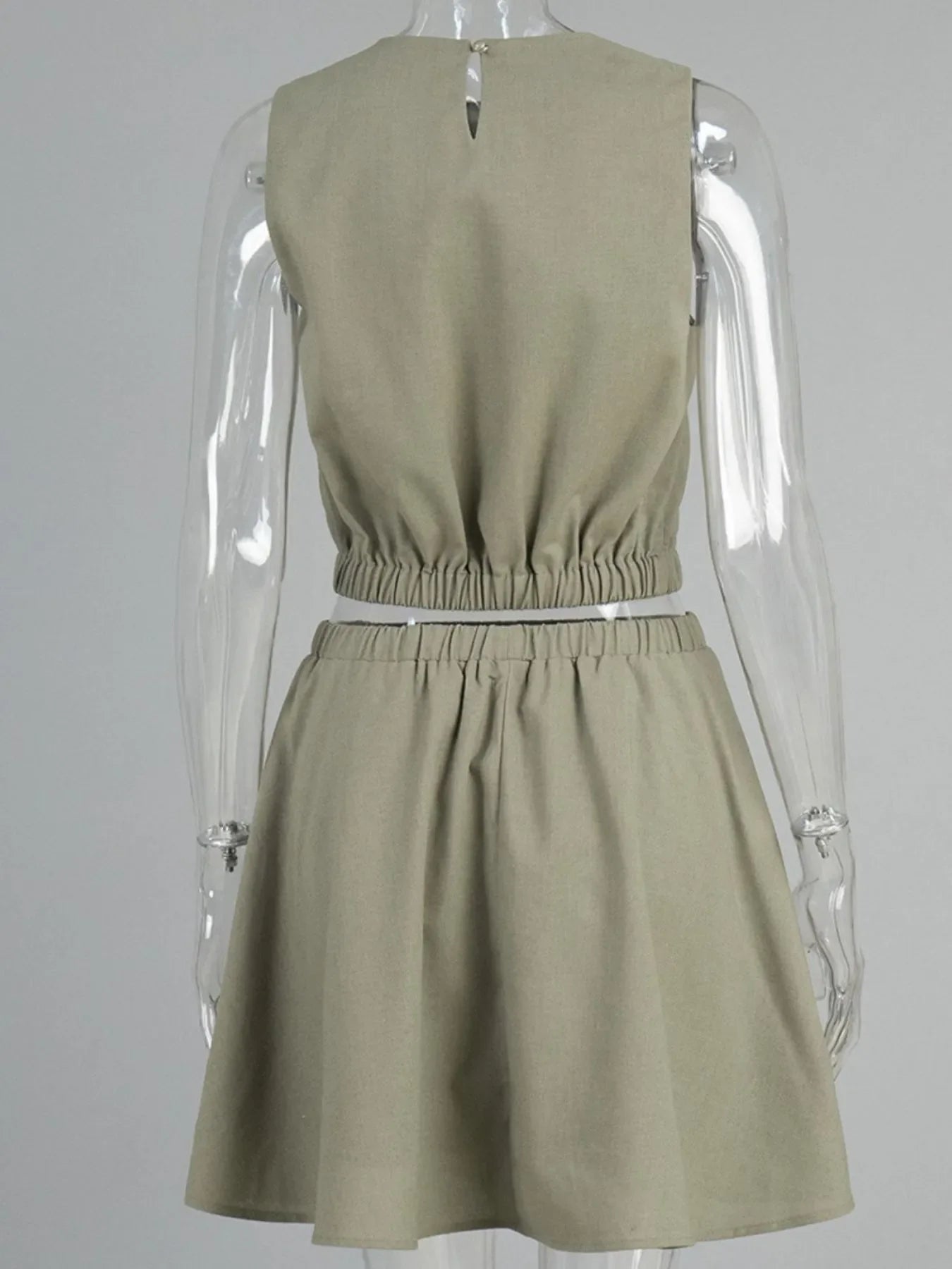 Round Neck Sleeveless Top and Skirt Set
