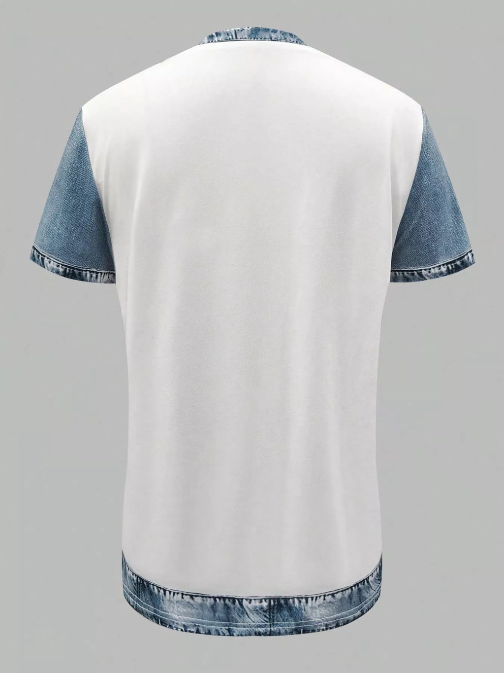 Denim Patchwork Short Sleeve Blouse