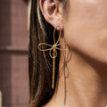 18K Gold-Plated Tassel Bow Earrings