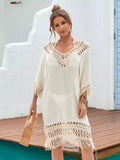 Fringe Crochet V-Neck Cover-Up Dress