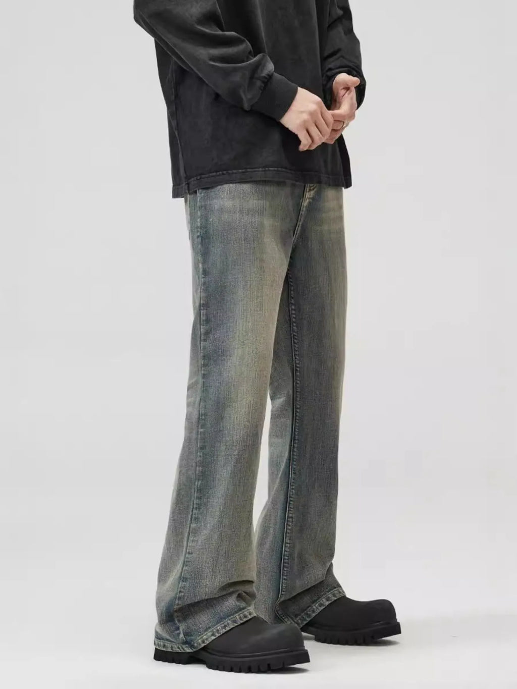 Men's Full Size Washed Straight Leg Jeans Plus Size