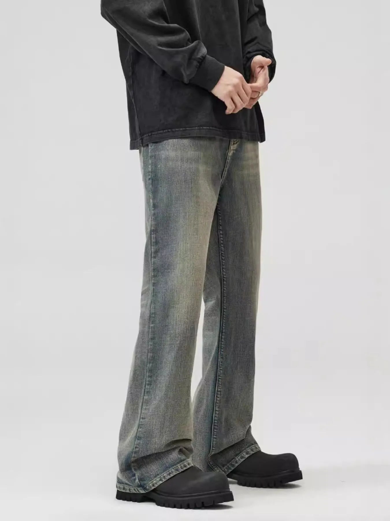 Men's Full Size Washed Straight Leg Jeans Plus Size
