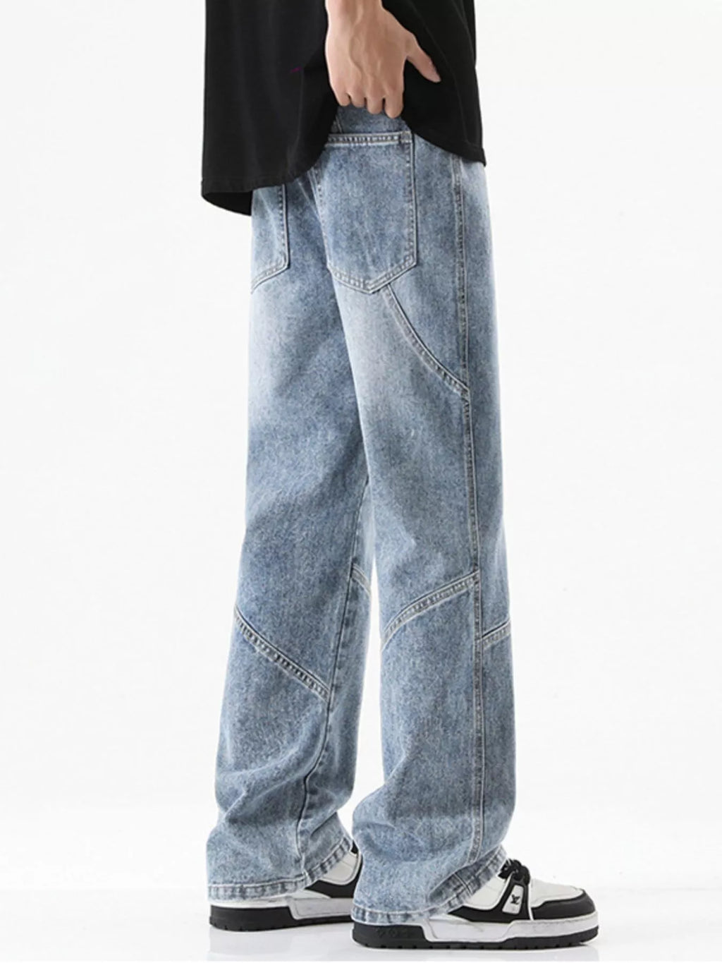 Men's Full Size Drawstring Wide Leg Jeans Plus Size