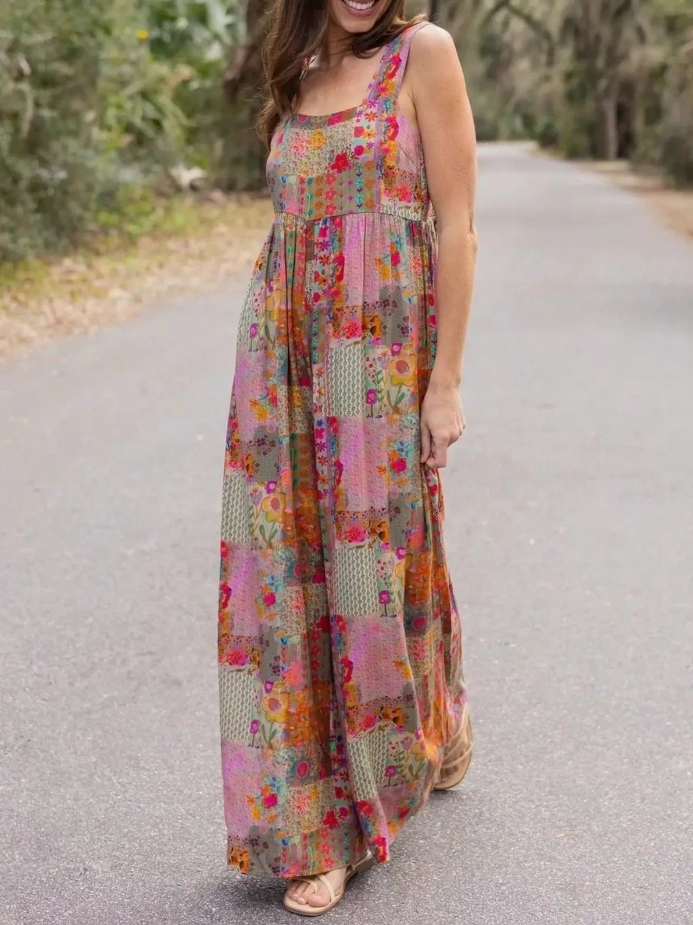 Plus Size Patchwork Wide-Leg Jumpsuit