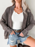 Mineral Wash Exposed Seam Patchwork Knit Open Sweater Cardigan