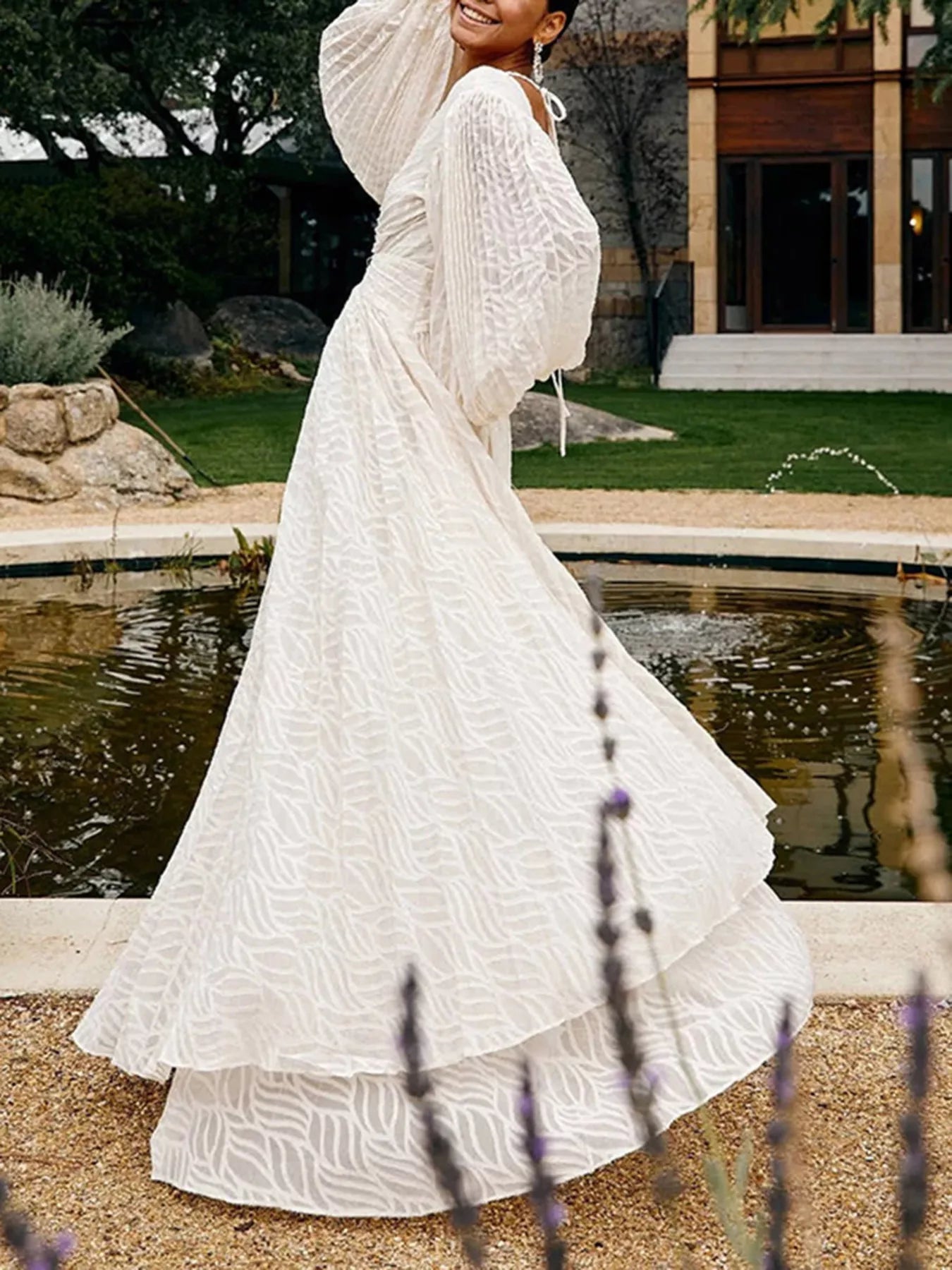 V-Neck Long Sleeve Maxi Dress