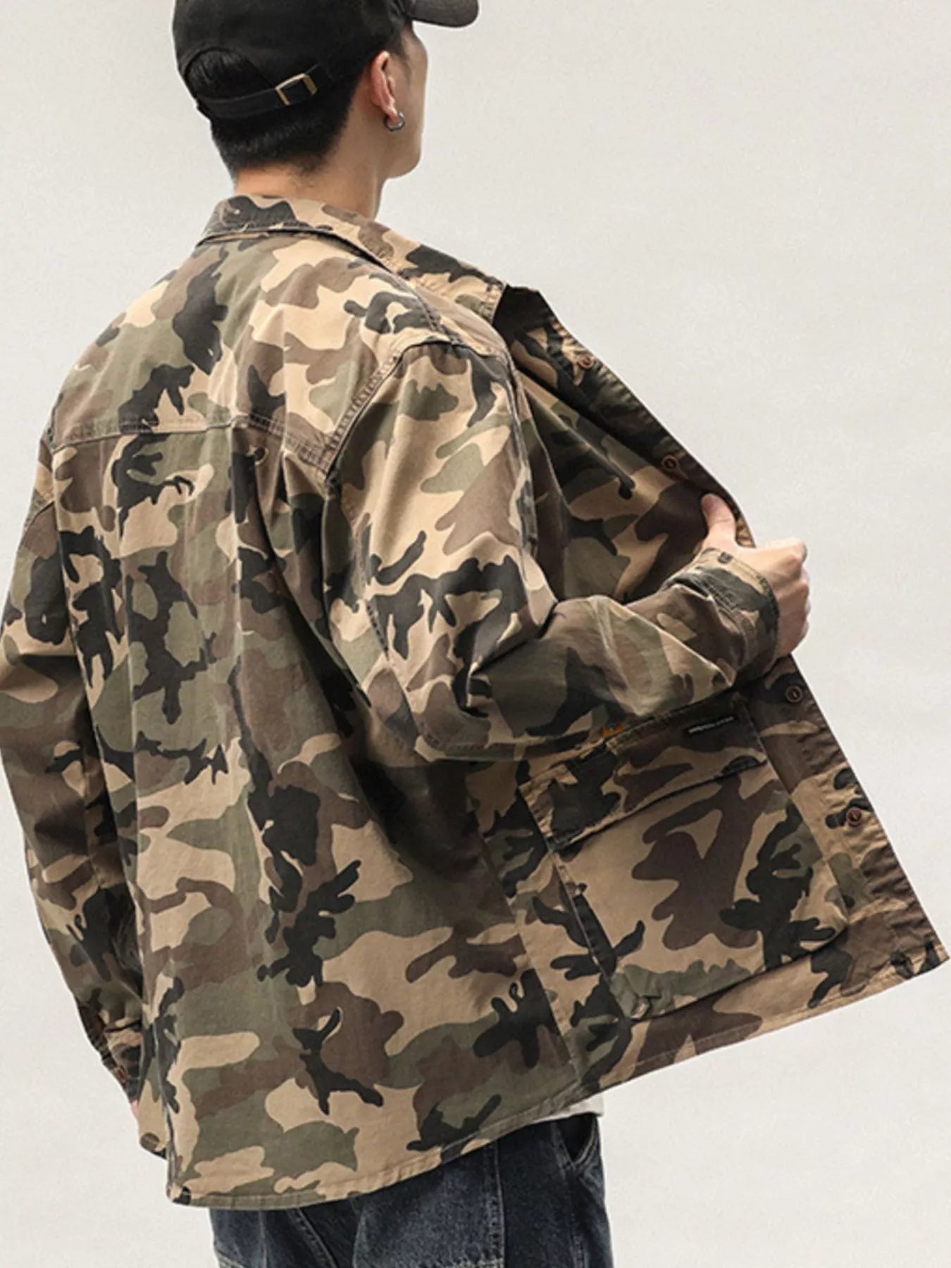 Men's Plus Size Casual Camouflage Cargo Shirt