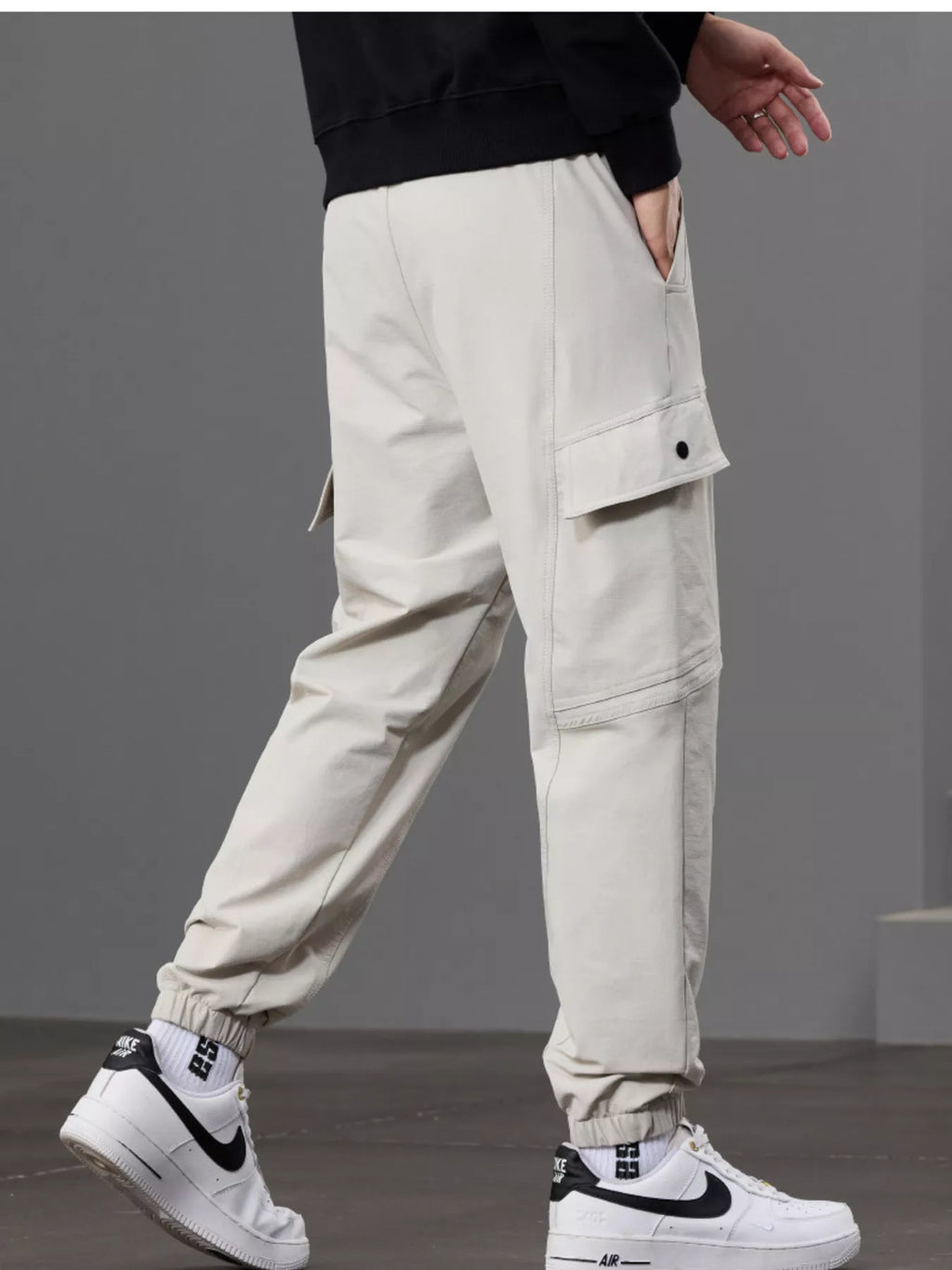 Men's Casual Cargo Pants with Drawstring Waist