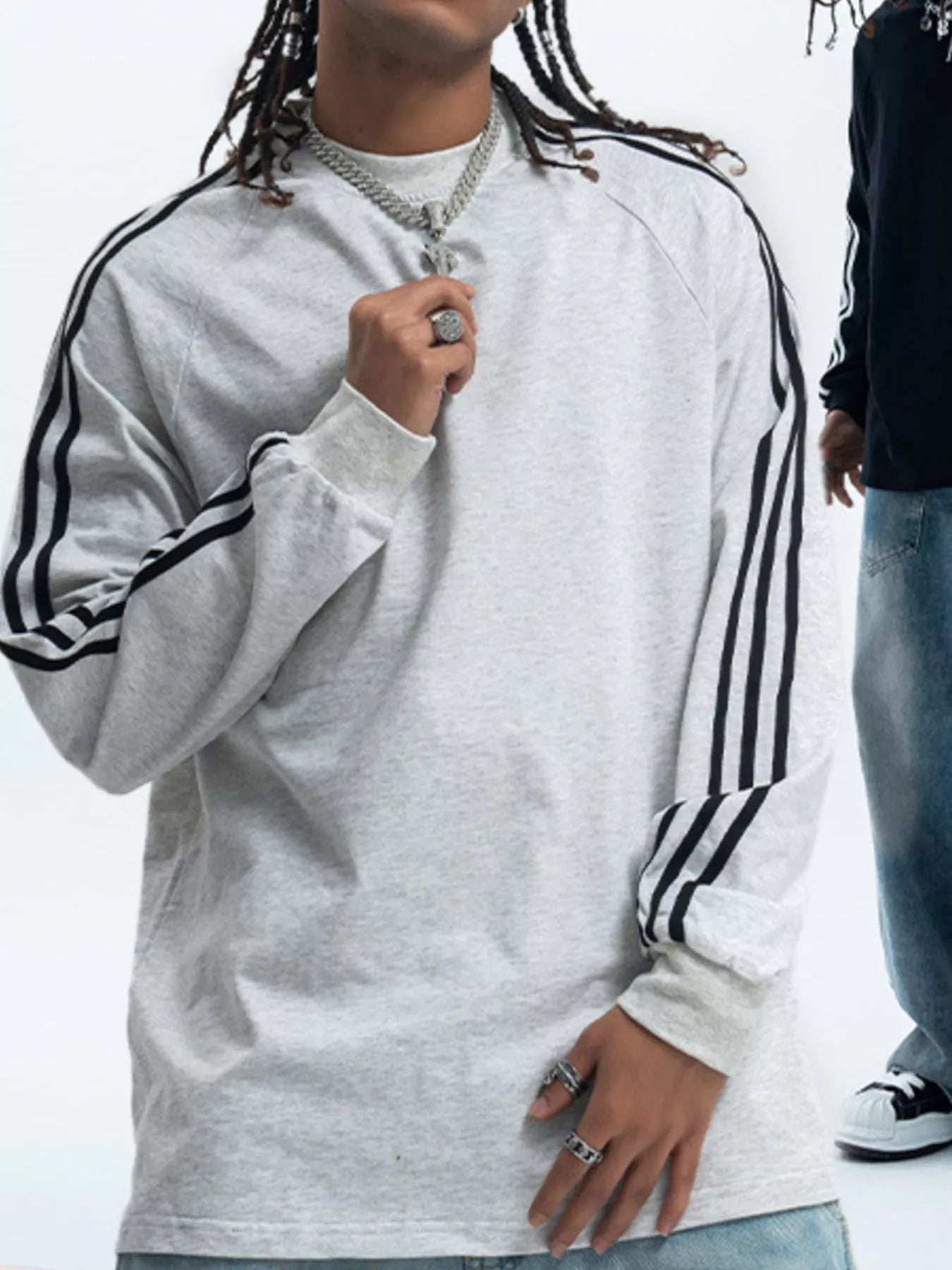 Men's Striped Round Neck Long Sleeve T-Shirt