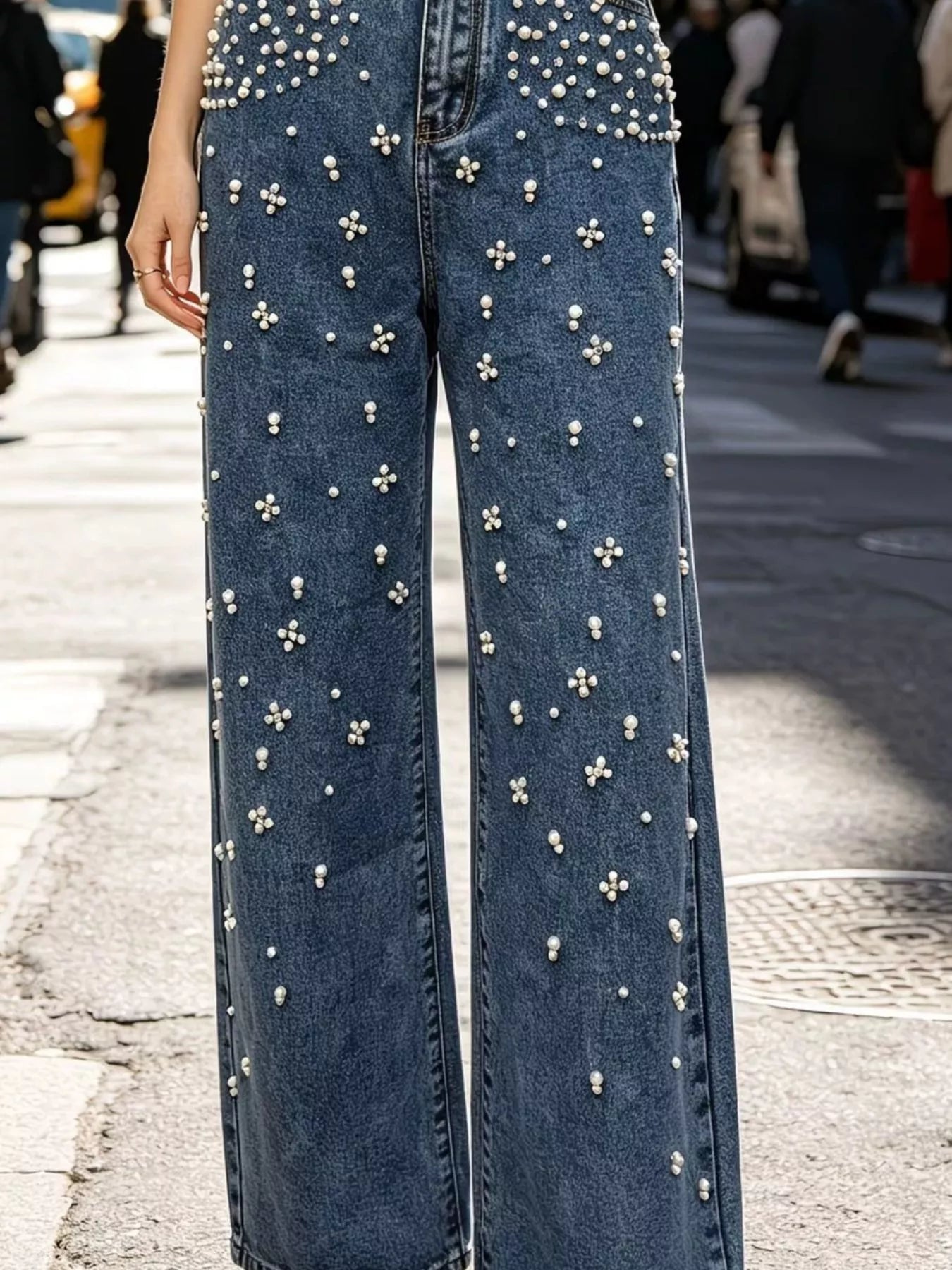 Embellished Wide-Leg Jeans