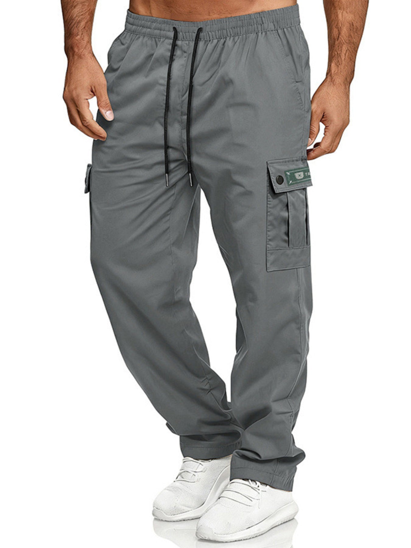 Men's Full Size Cargo Pants with Drawstring Waist Plus Size