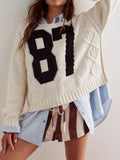 Number 81 Oversized Cable Knit Sweater