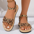 Leopard Braided Ankle Strap Sandals
