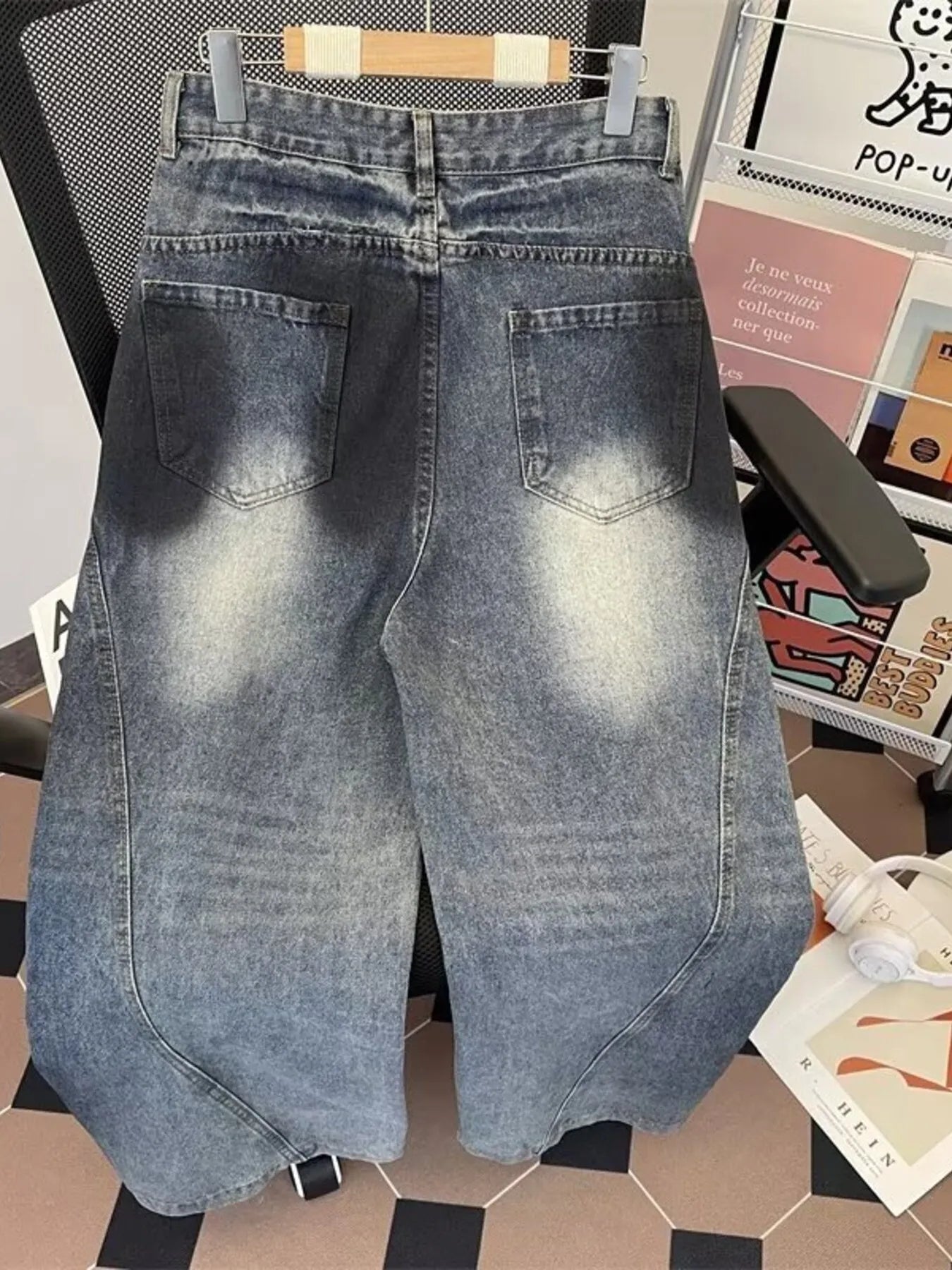 Men's Plus Size Wide Leg Distressed Jeans