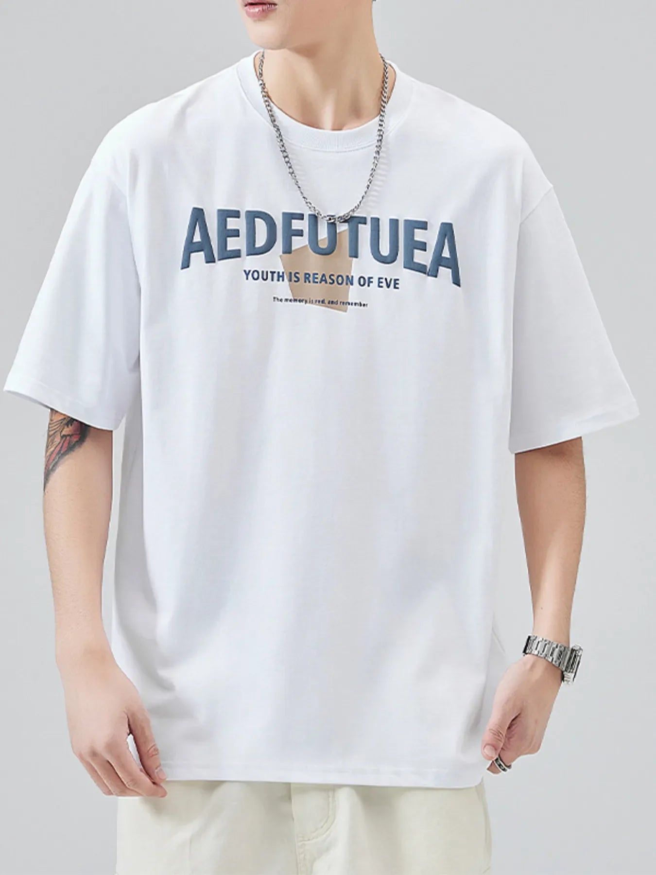 Men's Plus Size Letter Round Neck Half Sleeve T-Shirt