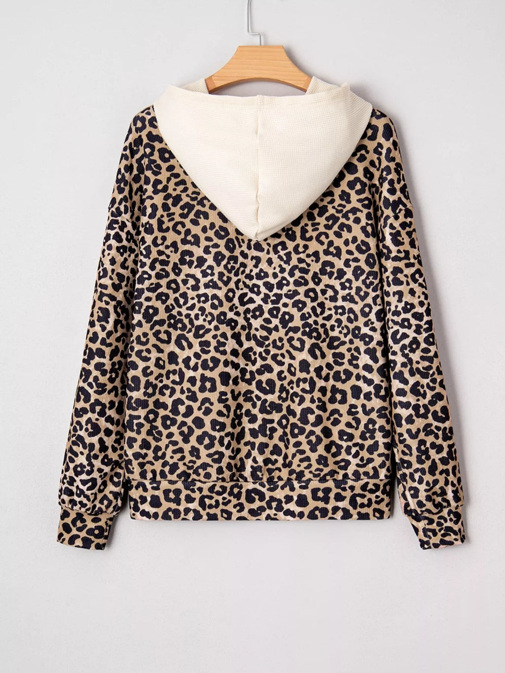 Leopard Print Long Sleeve Hoodie with Pocket