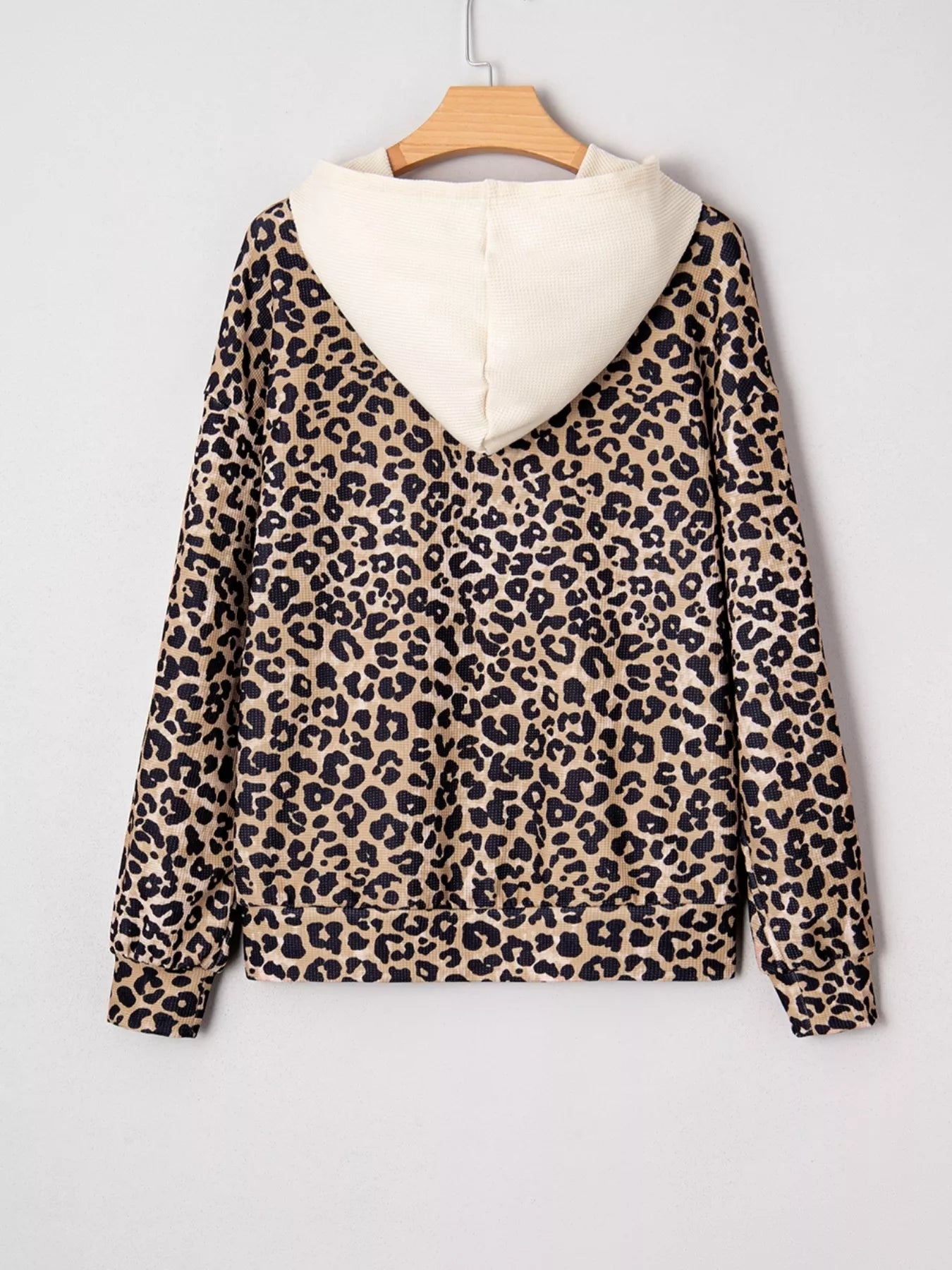 Leopard Print Long Sleeve Hoodie with Pocket