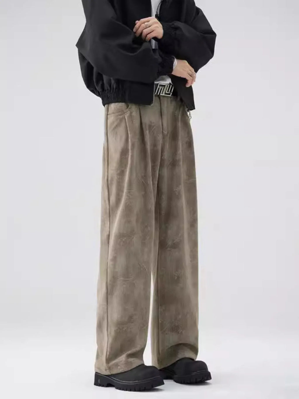 Men's Full Size Wide-Leg Relaxed Fit Pants Plus Size