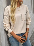 Casual Pocket Detail Long Sleeve T-Shirt