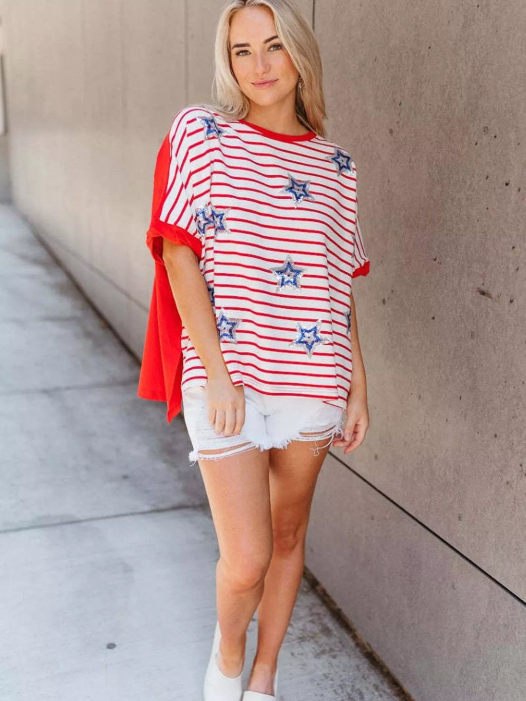 Striped Star Sequin Patriotic T-Shirt