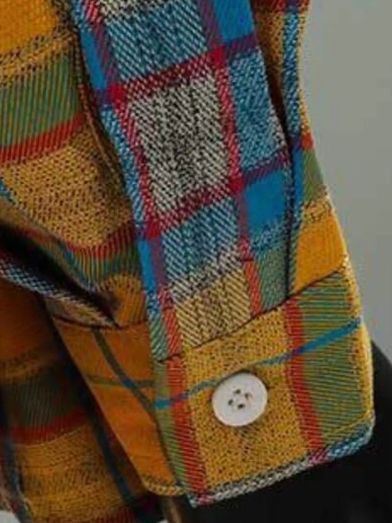 Men's Full Size Casual Plaid Long Sleeve Shirt Plus Size